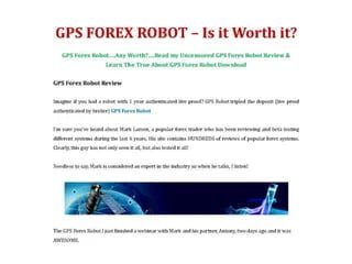GPS Forex Robot V3 EA - Metatrader 4 - PMotive