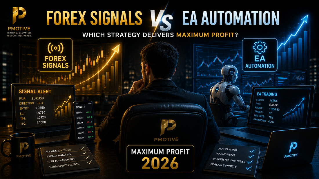 Trader comparing forex signals vs EA automation for maximum profit in 2026 | PMotive