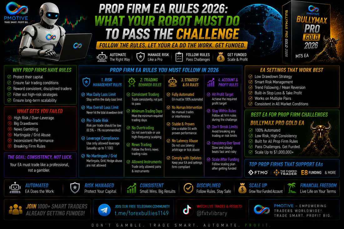 Prop Firm EA Rules 2026: What Your Robot Must Do to Pass the Challenge | PMotive
