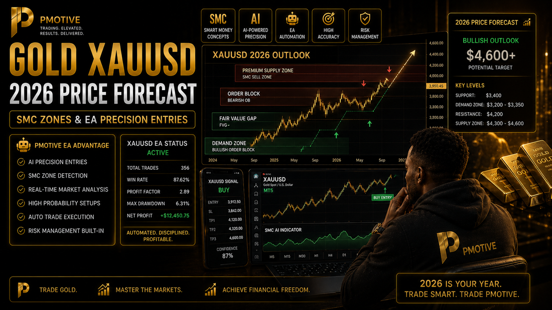 Gold XAUUSD 2026 price forecast with SMC zones and EA precision entries on MT5 | PMotive
