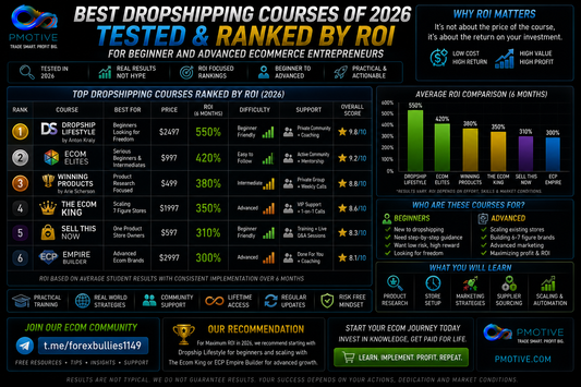 Best dropshipping courses of 2026 tested and ranked by ROI for beginner and advanced ecommerce entrepreneurs | PMotive