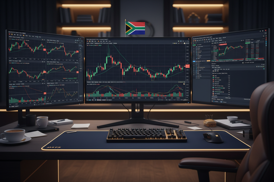Professional forex trading setup with Gold and NAS100 charts on MT5 — how to trade forex in South Africa 2026 | PMotive