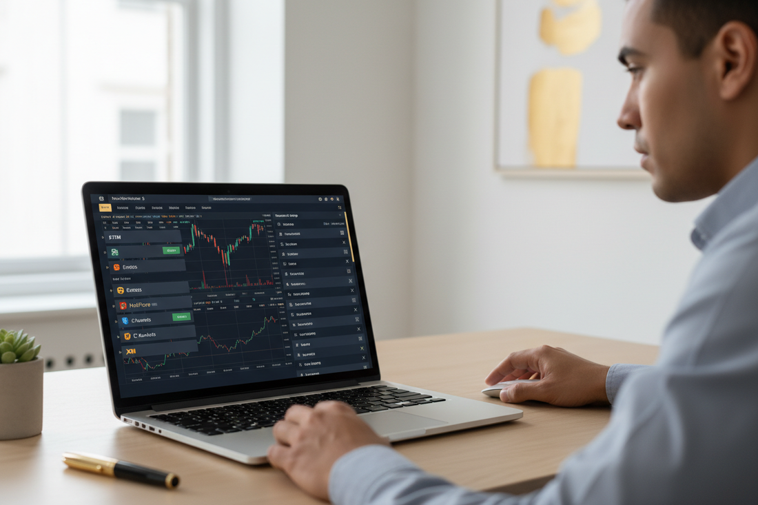 South African trader comparing MT5 brokers on laptop for EA trading — best MT5 broker for EA trading 2026 | PMotive