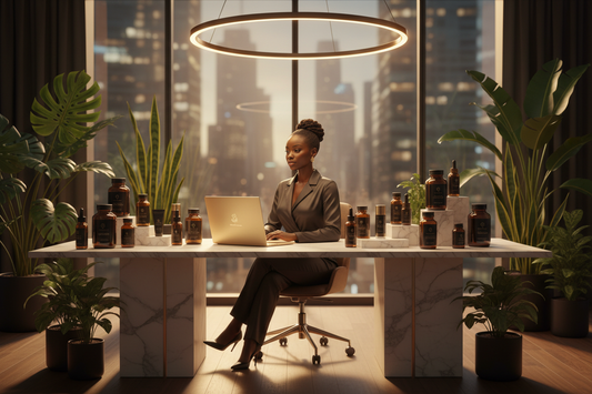 Entrepreneur building a profitable online wellness brand in 2026 with health supplements skincare products online courses and digital marketing tools