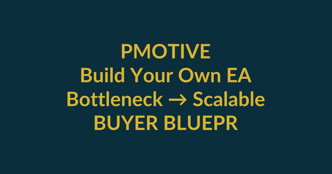 Build Your Own EA buyer blueprint showing transformation from Bottleneck to Scalable with PMotive
