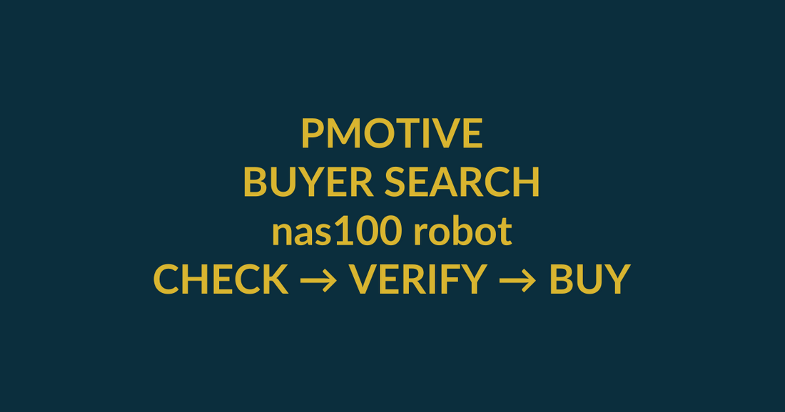 NAS100 Robot by TrendFXO buyer guide for the search query nas100 robot, showing PMotive product verification and checkout path