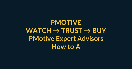 PMotive Expert Advisors watch-to-buy guide using YouTube video proof and a direct PMotive website checkout path