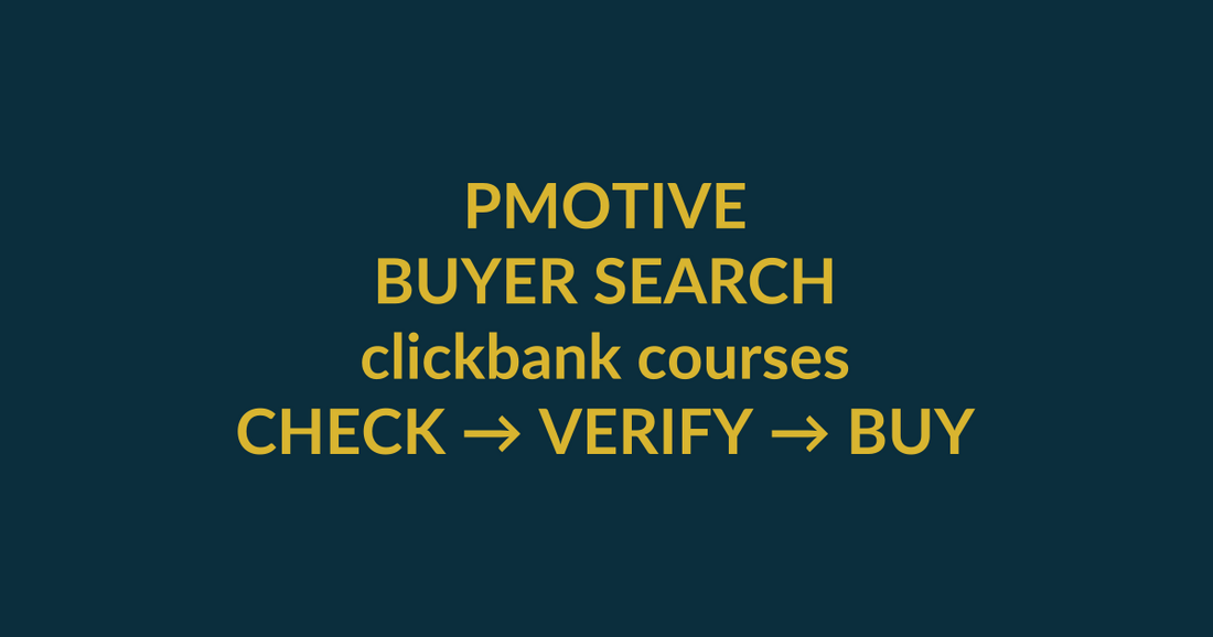 ClickBank Spark buyer guide for the search query clickbank courses, showing PMotive product verification and checkout path