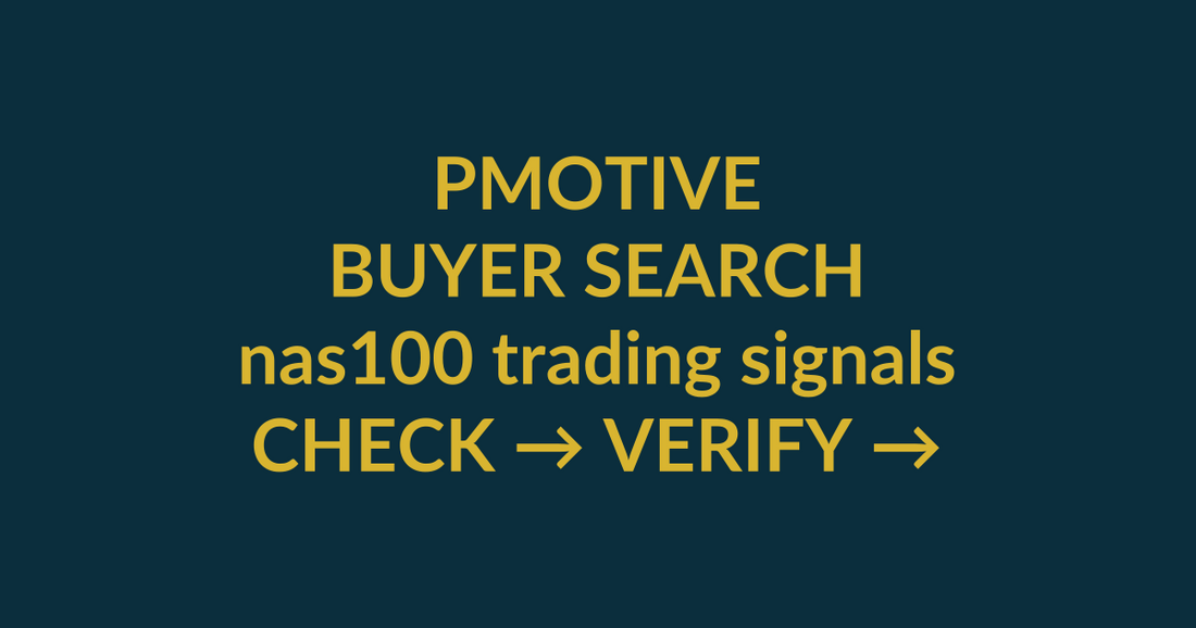 PMotive Trading Signals buyer guide for the search query nas100 trading signals, showing PMotive product verification and checkout path
