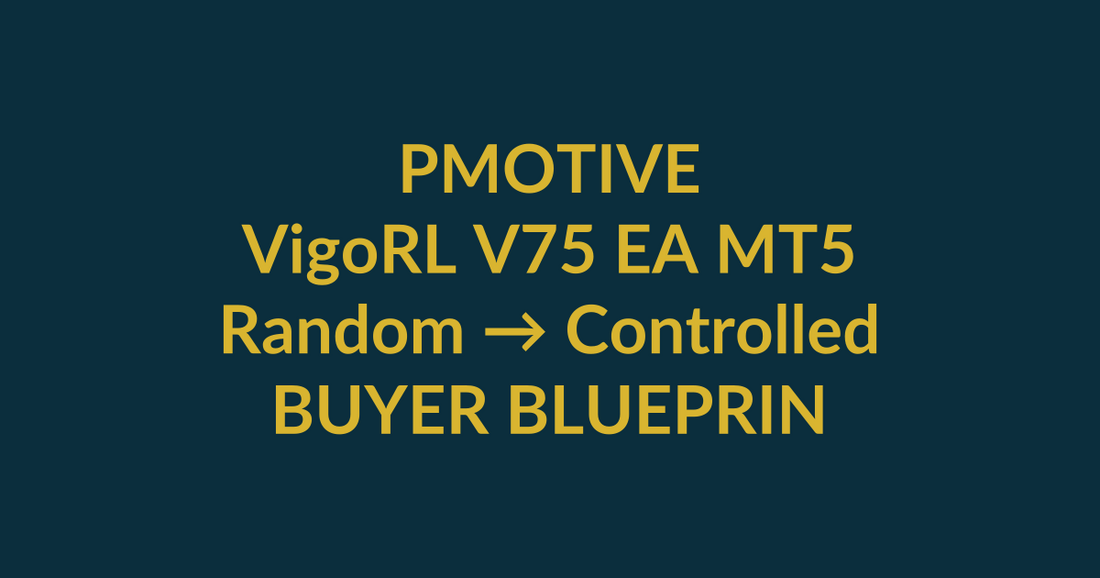 VigoRL V75 EA MT5 buyer blueprint showing transformation from Random to Controlled with PMotive