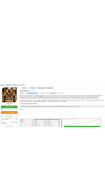 Zeus EA V2.4 - MT4 + MT5 - PMotive